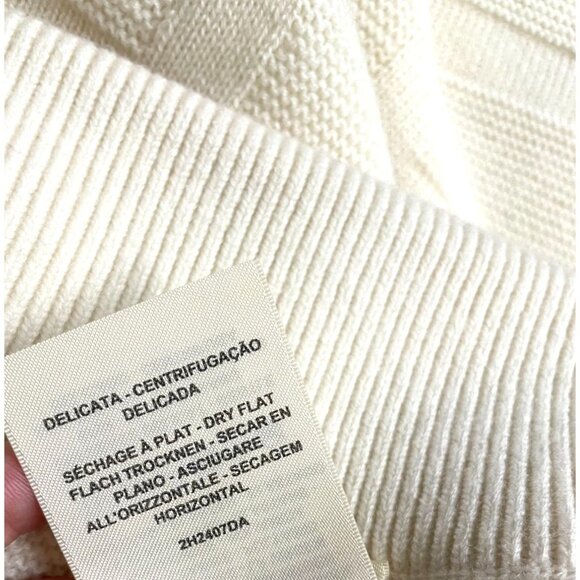 Hermes Textured Beige Knit Wide-Leg Pants With Ribbed Waistband Womens Soft Cott - Picture 9 of 9